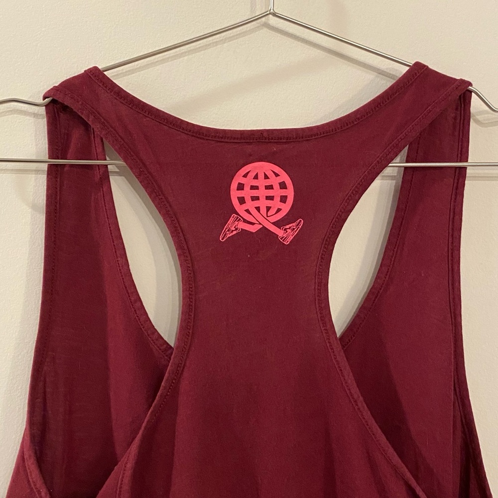 Nike Run The Earth Burgundy & Pink Slim Fit Graphic Tank Top - Picture 4 of 8